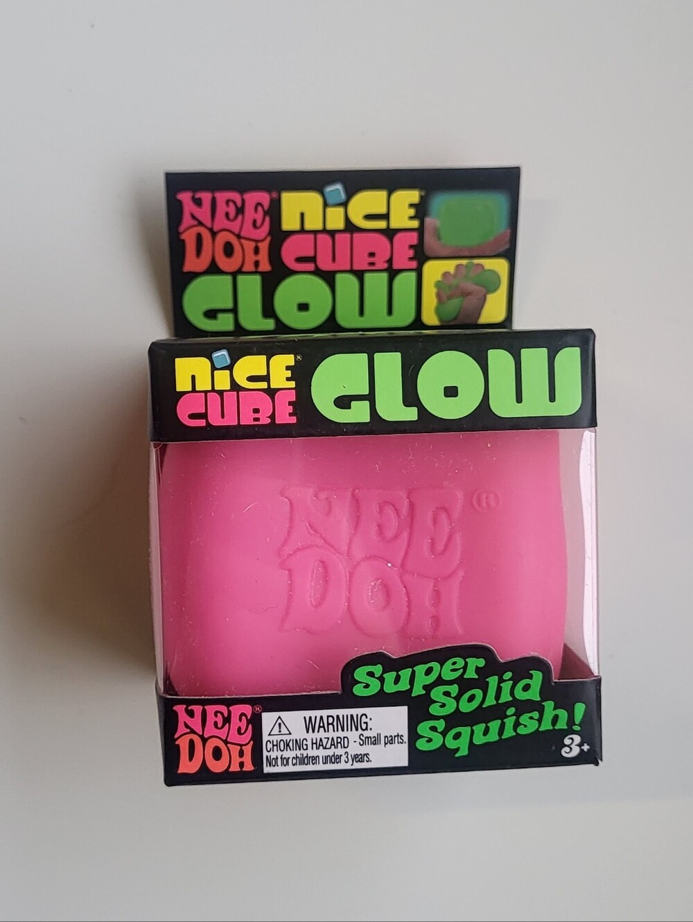 NeeDoh AUTHENTIC Nice Cube Glow Super Solid Squish - Pink